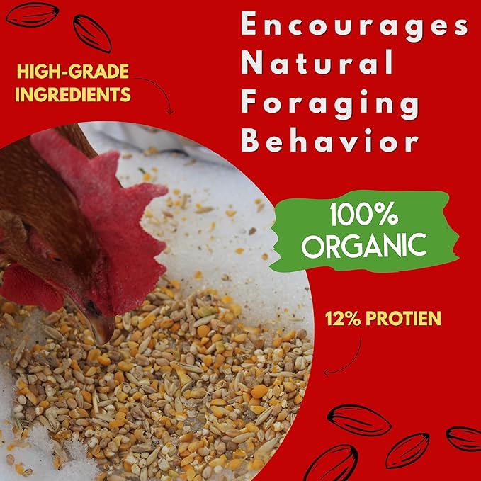 Chicken’s Choice Organic Chicken Scratch 5 lb Bag. Organic 5 Grain High Protein Premium Scratch Grain Treats & Food For Poultry, Duck & other Birds - Non-Gmo Chicken Feed, Soy Free Natural Ingredients