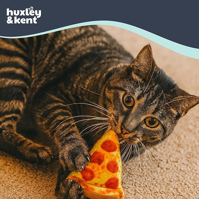 Huxley & Kent Plush Cat Toy - Interactive Catnip Toy for Cats & Kittens - Soft with Crinkle & Catnip - Fun Indoor Play - Pizza