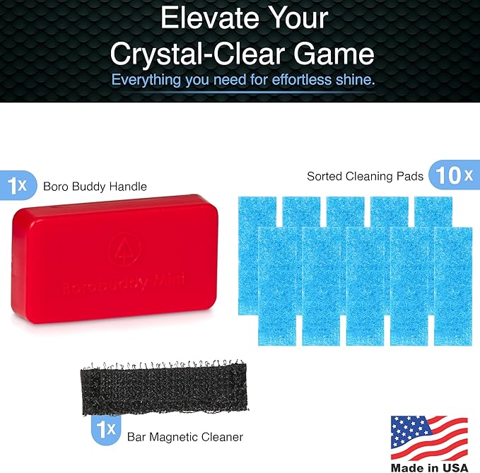 Magnetic Glass Cleaner BoroBuddy | Glass Pieces, Bottles, Vases | Compact Design for Tighter Spaces & Smaller Glass Pieces | Double Sided | Red
