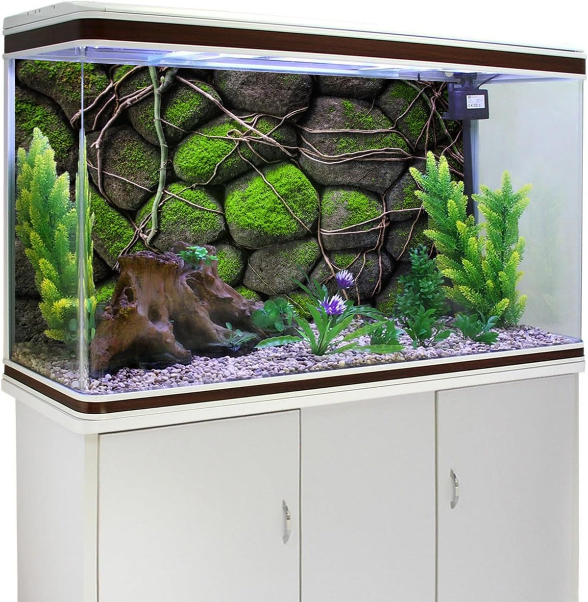 AWERT 48x24 inches Stone Aquarium Background Rock Fish Tank Background Rocky Terrarium Background Vinyl