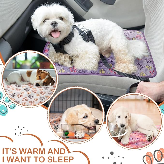 Tudomro 8 Pcs Guinea Pig Blankets Absorbent Washable Animal Fleece Bedding Cage Liners Waterproof Reusable Pet Pee Sleep Mat Pad Cover for Chinchilla Hamster Ferret(Paw,14 x 28 Inch)