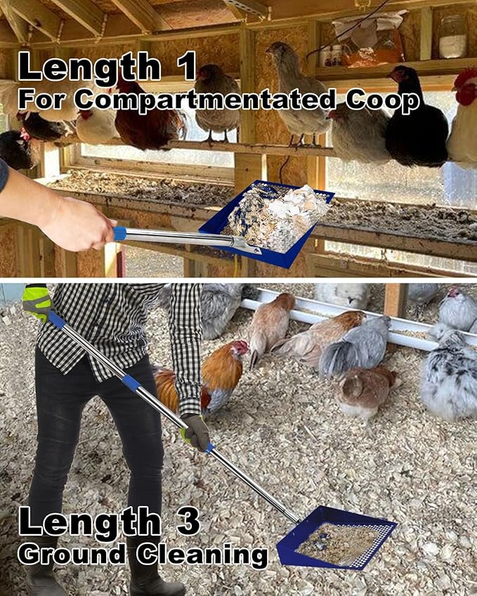 Large Chicken Poop Scooper, Chicken Coop Accessories,Metal Litter Scooper For Chicken,Chicken Coop Cleaning Tools,Heavy Duty Poop Shovel For Chicken Coop Accessories,Chicken Coop Must Haves (Blue)