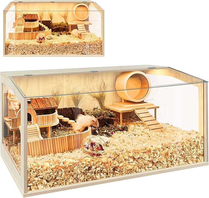 Hamster Cage Chewproof, Large Hamster Cages and Habitats, Openable Top with Acrylic Sheets, Solid Built