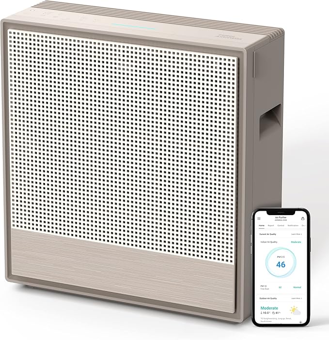 COWAY Air Purifiers for Home Large Room Up to 1,860 ft², Washable Pre-Filter and HEPA Filter for Smoke, Allergies, Pet Dander, Odor, AQI, App Control, Smart, 3yr Warranty, Airmega 250S Wifi