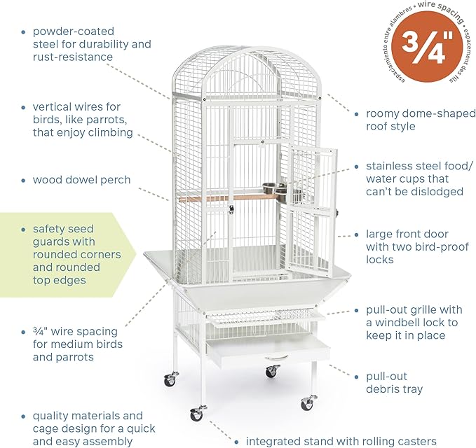 Prevue Pet Products 34512 Dometop Bird Cage, Small, Chalk White