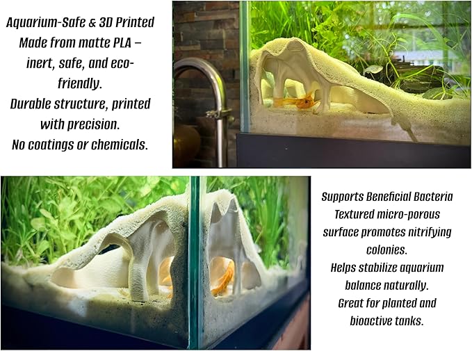 Aquarium & Terrarium Corner Cave – Faux Mangrove Root Hideout for Fish, Shrimp, Geckos, Snakes – Natural-Look Reptile Tank Decor in Textured Root Style (Charcoal, 7.5" x7.5''x4)