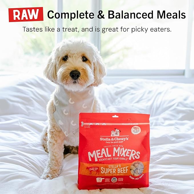 Stella & Chewy's Freeze-Dried Raw Beef Meal Mixers- Dog Food Topper and Mixer - Made with 95% Grass-Fed Beef, Organs & Bone - Perfect for Picky Eaters - Grain-Free - 35 oz