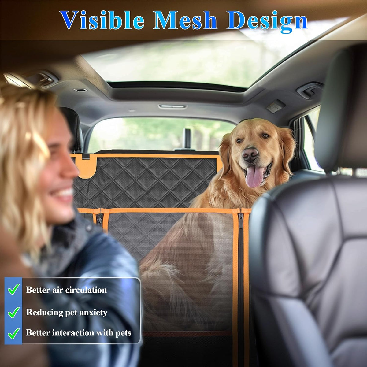 Dog Car Seat Cover for Back Seat, Hard Bottom Car Seat Cover for Dogs with Door Protectors for Traveling and Camping with Pets, Dog Car Seat Waterproof and Scratch-Resistant, Suitable for Cars