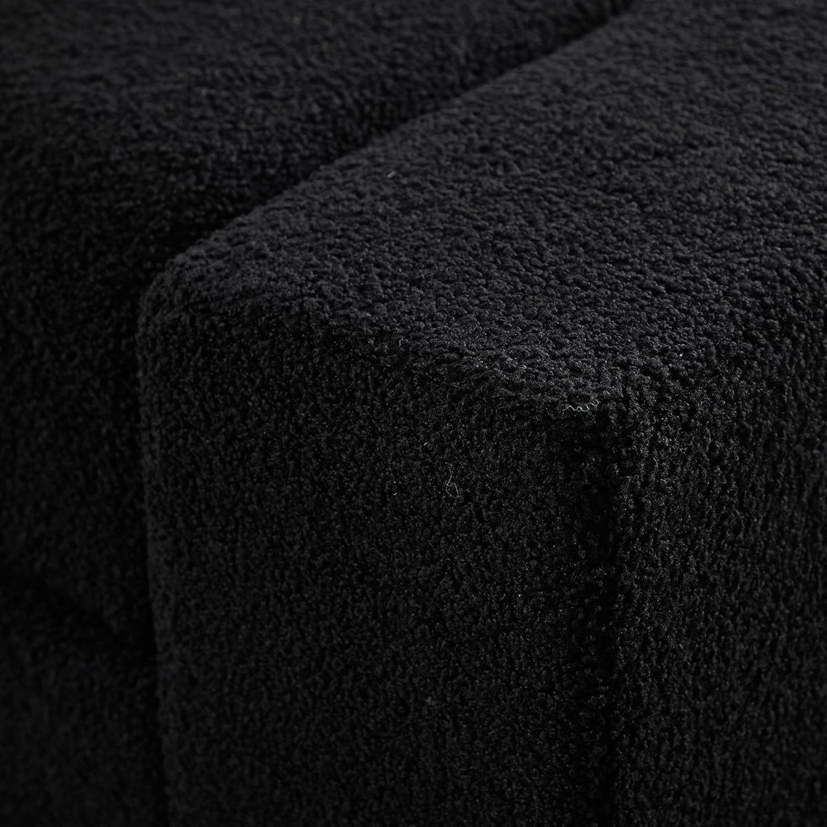 Teddy Storage Ottoman Bench for Bedroom, Comfy Boucle End of Bed Bench with Large Hidden Storgae Space, 55 inches Window Bench for Living Room/Reception Room/Mudroom, Black