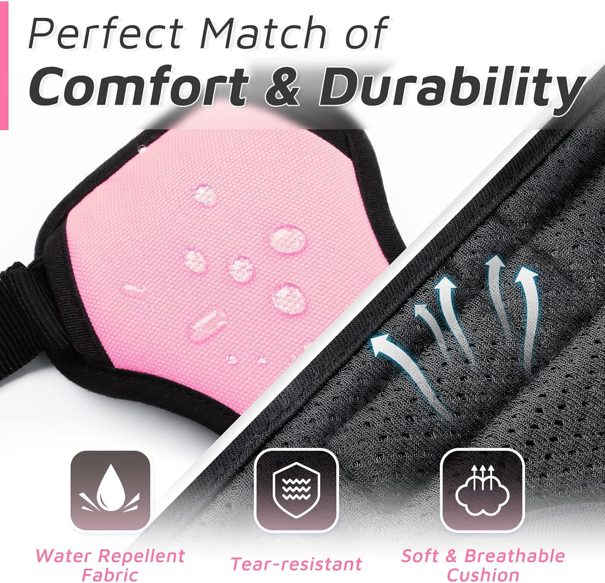 Eagloo Dog Harness Medium Sized Dog, No Pull Service Vest with Reflective Strips and Control Handle, Adjustable and Comfortable for Walking, No Choke Pet Harness with 2 Metal Rings, Pink, M
