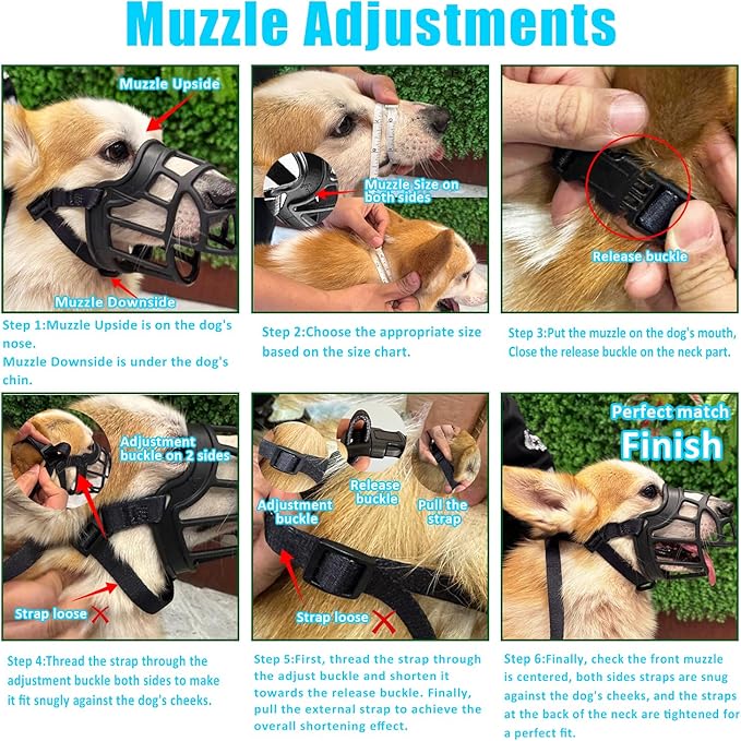 Dog Muzzle, OKKIC Basket Muzzle Anti Biting Chewing, Sturdy Lightweight Muzzle Allows Panting Drinking,Muzzle for Small Medium Large Dogs, Suitable for Grooming Trimming Training (Black, Size5)
