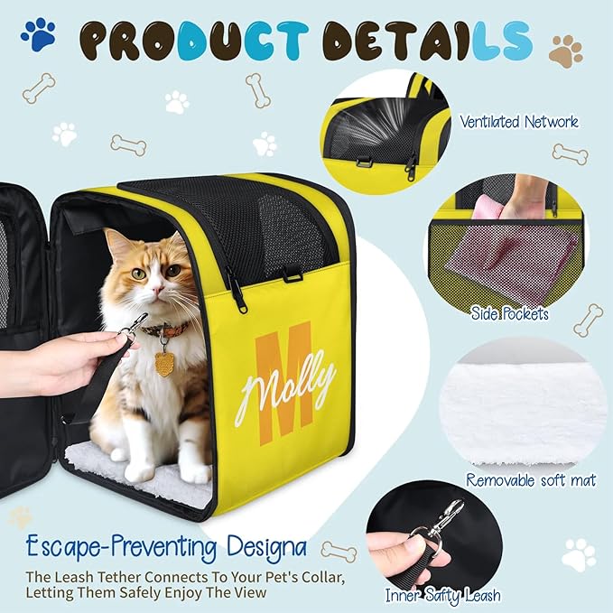 Cat Backpack Carrier-Customizable, Breathable Pet Carrier Backpack for Outdoor Travel/Vet Visits/Daily Use, Adjustable & Secure Design for Small Dogs and Cats Style3