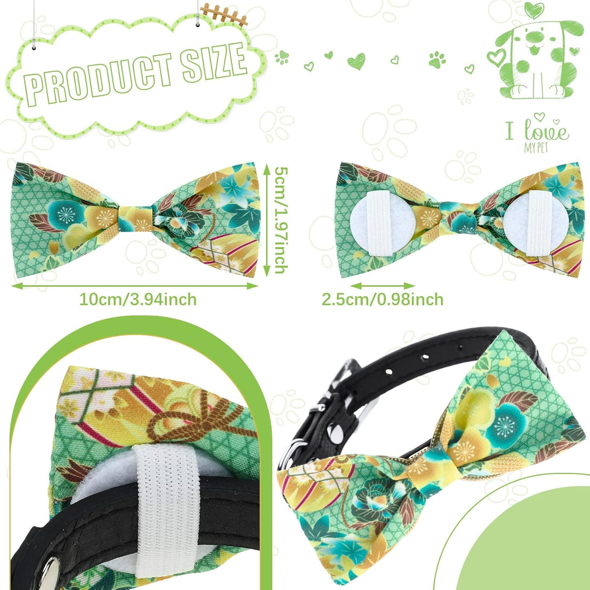 Weewooday 16 Pcs Dog Bow Ties Slide Pet Collar Bows Summer Hawaiian Styles Large Dog Collar Attachment Bowtie with Rubber Bands Male Pet for Spring Summer Grooming Independence Day(Fresh Style)