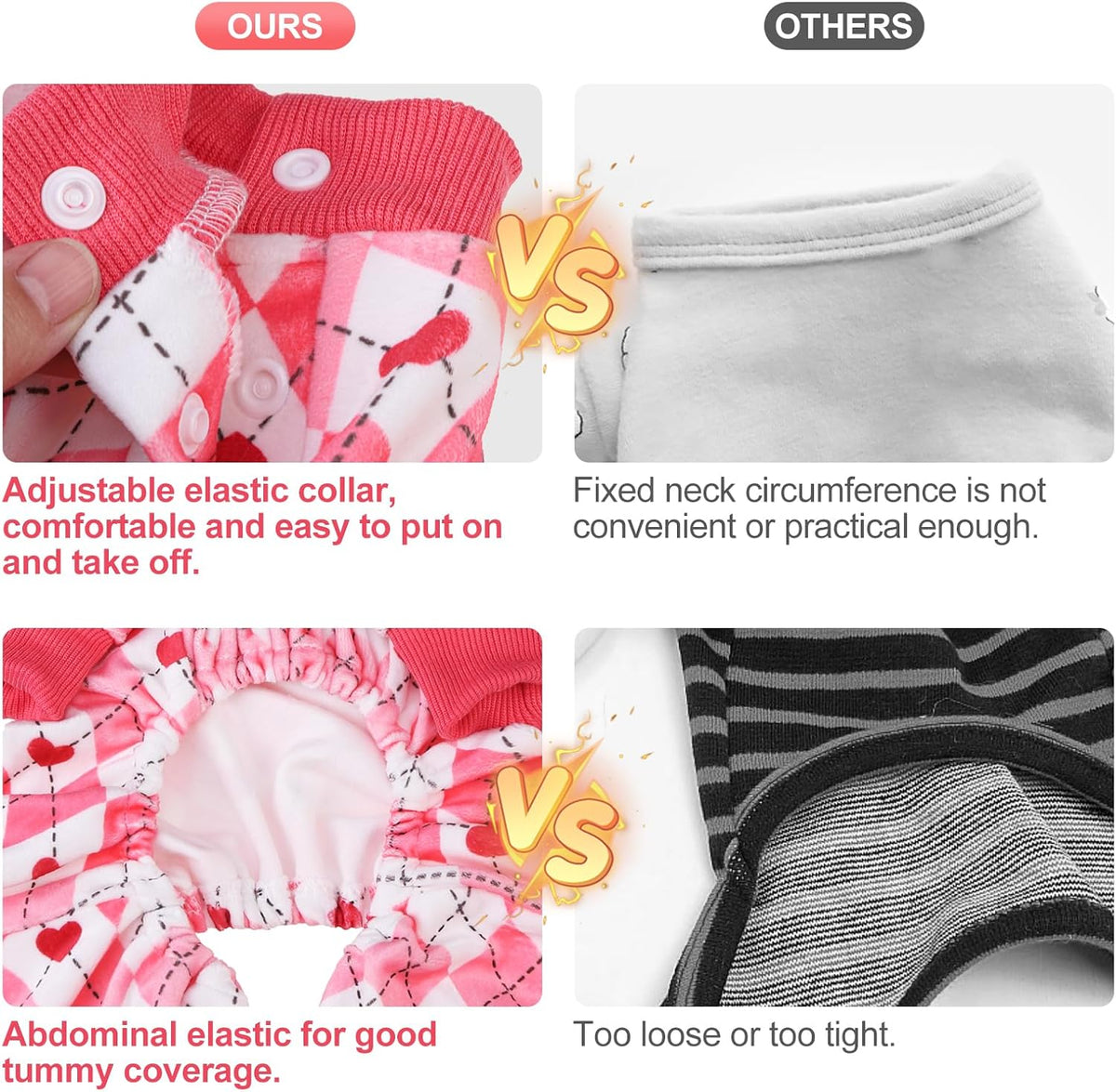 BEAUTYZOO Dog Pajamas Large Sized Dog, Summer Doggie Pajamas for Boy Girl, Soft Strechy Cotton Puppy Pjs Jammies Onesies for Men Women, Pet Jumpsuit Body Suit Cat Apparel Clothes, Pink Heart L