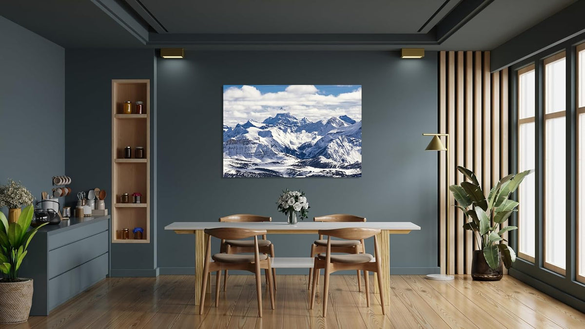 Nature Wall Art Prints - Ocean Forest Mountain Lake Canvas Landscapes - Small to Extra Large Living Room Bedroom Kitchen Bathroom Décor (Snowy Mountains Landscape, 35L" x 53W")