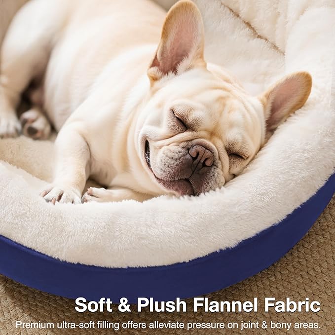 Love's cabin Round Donut Cat and Dog Cushion Bed, 30in Pet Bed for Medium or Large Dogs, Anti-Slip & Water-Resistant Bottom, Soft Durable Fabric Pet beds, Washable Calming Cat & Dog Bed Navy