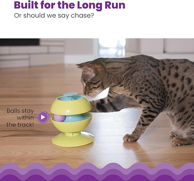 Catstages Twist-A-Ball 3-in-1 Convertible Cat Track Toy, Rolling Ball Toy for Indoor Cats, Green