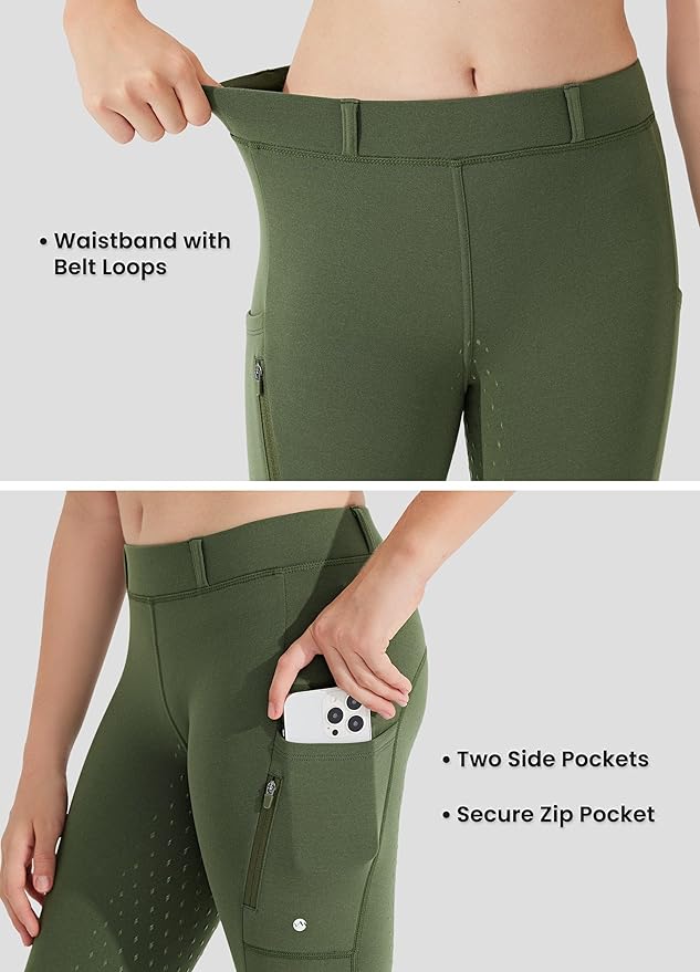 Willit Girls Fleece Horse Riding Pants Equestrian Breeches Kids Winter Riding Tights Thermal Schooling Tights
