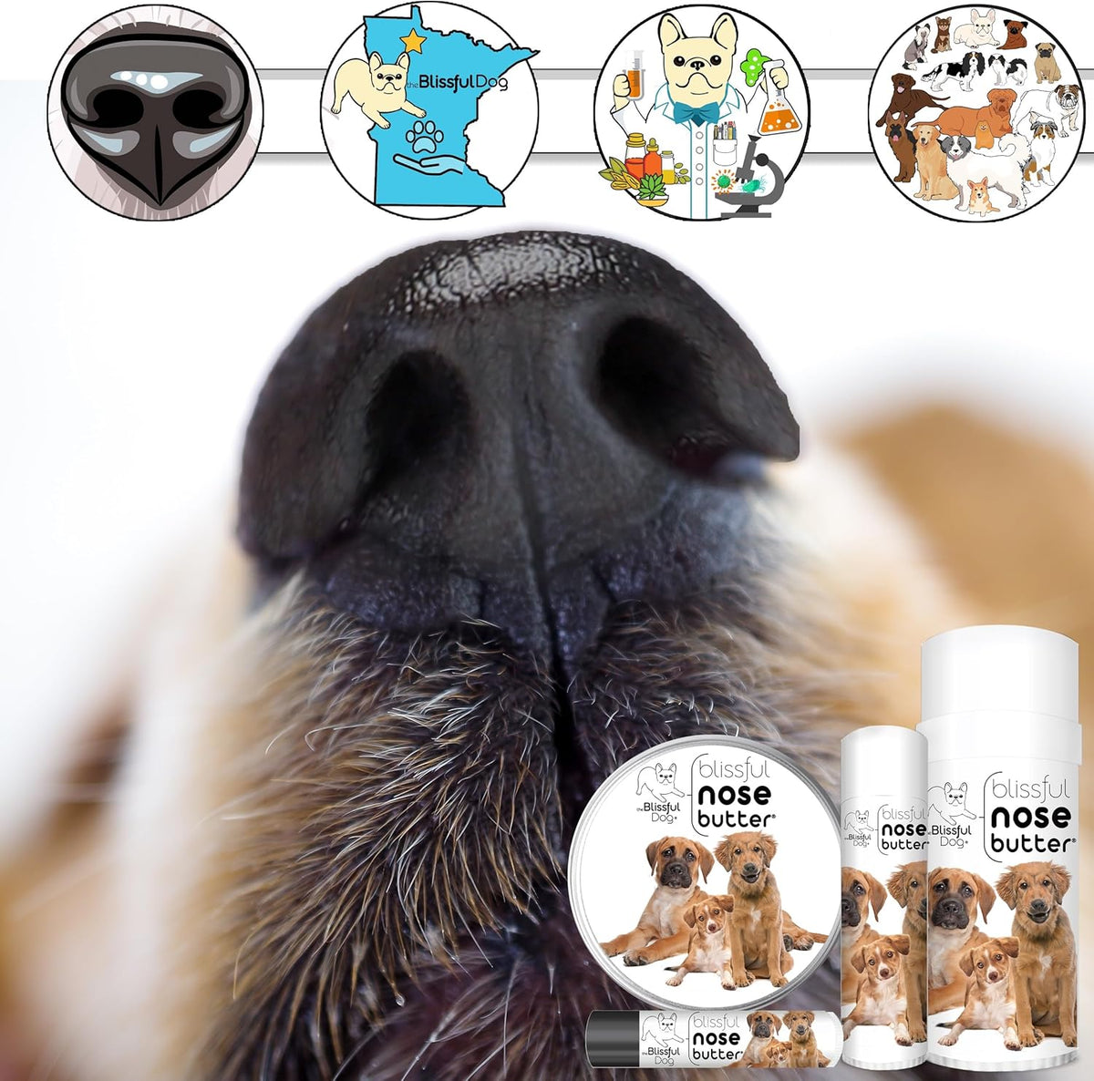 3 Cute Puppies Unscented Nose Butter - Dog Nose Butter, 4 Ounce