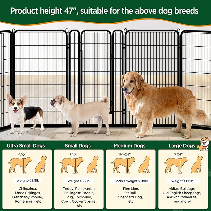 Yaheetech Dog Playpen Outdoor, 47 inch 6 Panels Dog Pen Indoor Heavy Duty Puppy Exercise Pen Metal Pet Fence for RV Camping/Yard/Garden