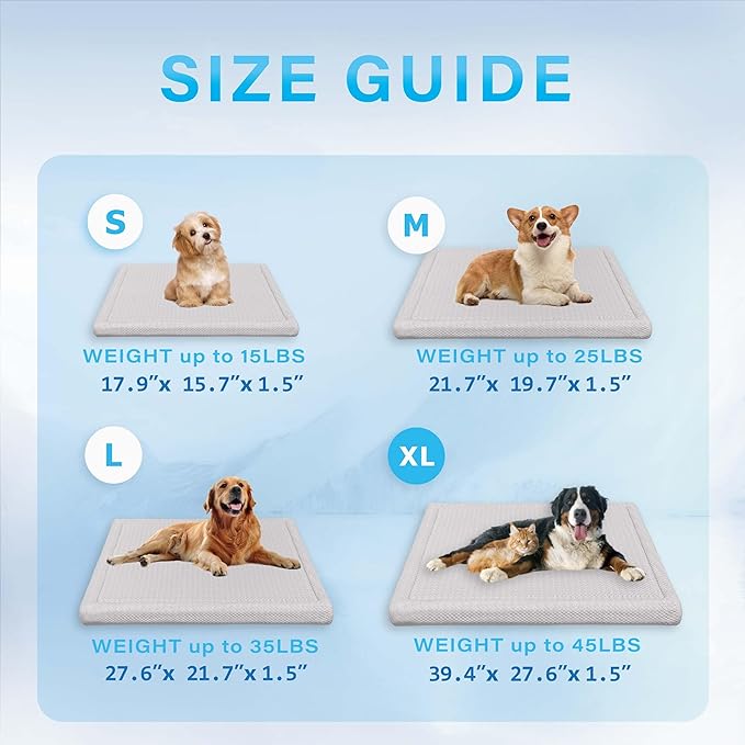 Pet Pad Cooling System for Summer, Consistent Cooling Water Mat for Dogs and Cats, No Refrigeration or Chemical Gel Needed, Machine Washable Bed, Ideal for Home and Crates (Gray, XL)