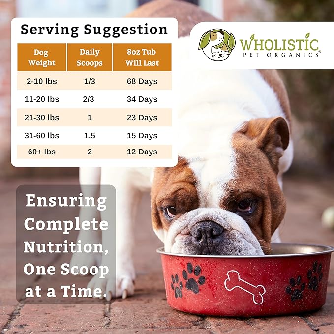 Wholistic Pet Organics Canine Complete - Dog Multivitamin Powder - 8 Oz - Daily Dog Vitamins and Supplements for Homemade Food - Immune System, Skin, Coat & Overall Health - Small and Large Breed