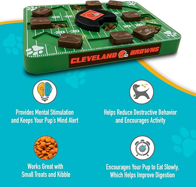 Pets First NFL Cleveland Browns Puzzle Treat Dog Toy - Interactive Toy for Dogs