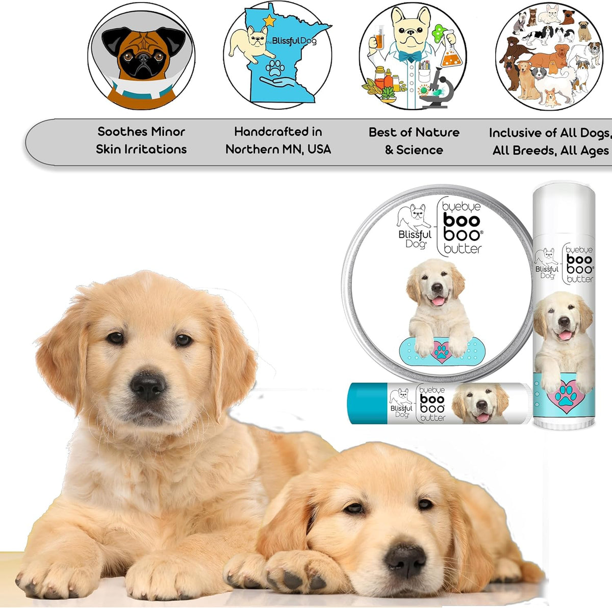 The Blissful Dog 8 oz TIN Golden Retriever Booboo Butter