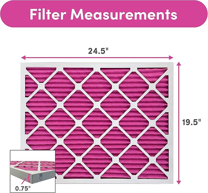 Colorfil 20x25x1 Air Filter (6-Pack) | Made in the USA | Color Changing | Remove Cat and Dog Odor | MERV 8 for Pet Hair Dander and Dust | 19.5"x24.5"x0.75" Exact Size