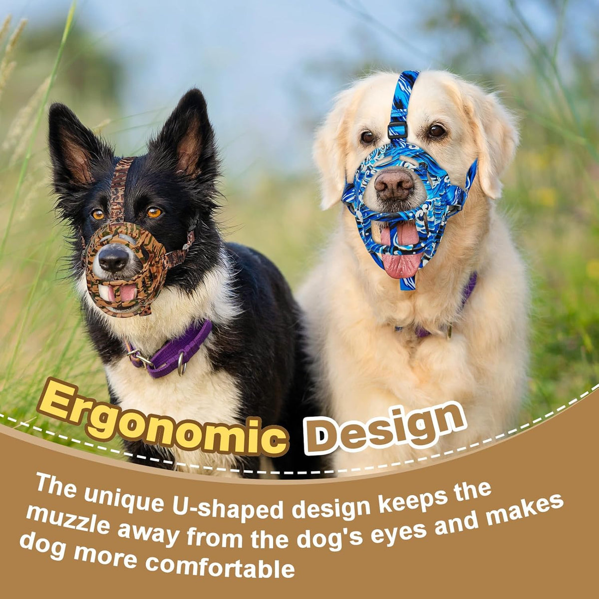 Basket Muzzle to Prevent Biting, Dog Muzzle for Large Medium Small Dogs Allows Panting Drinking Anti Chewing, Perfect for Grooming Trimming Training and Aggressive Reactive Dogs (Brown, Size 2)