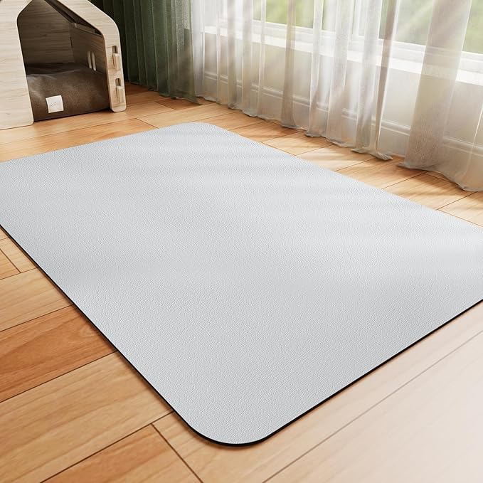 Dog Food Mat - Absorbent Cat Mat for Food and Water, No Stains Pet Feeding Bowl Mat, Easy to Clean Pet Placemats, Quick Dry Dog Water Dispenser Mat for Messy Drinkers | Light Grey 16"x 24"