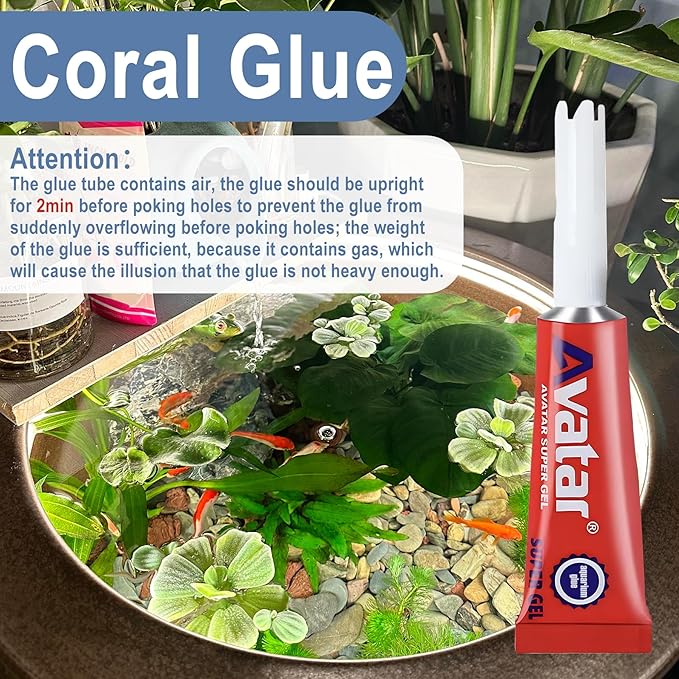 6 PCS Aquarium Glue,Aquarium Aquascape Aquatic Plants Coral Glue，Safe and Quick-Drying ，Reef Glue Suitable for Aquatic Plants, Moss, Coral, Stones, Shells，Fresh Water and Salt Water All Can Be Used