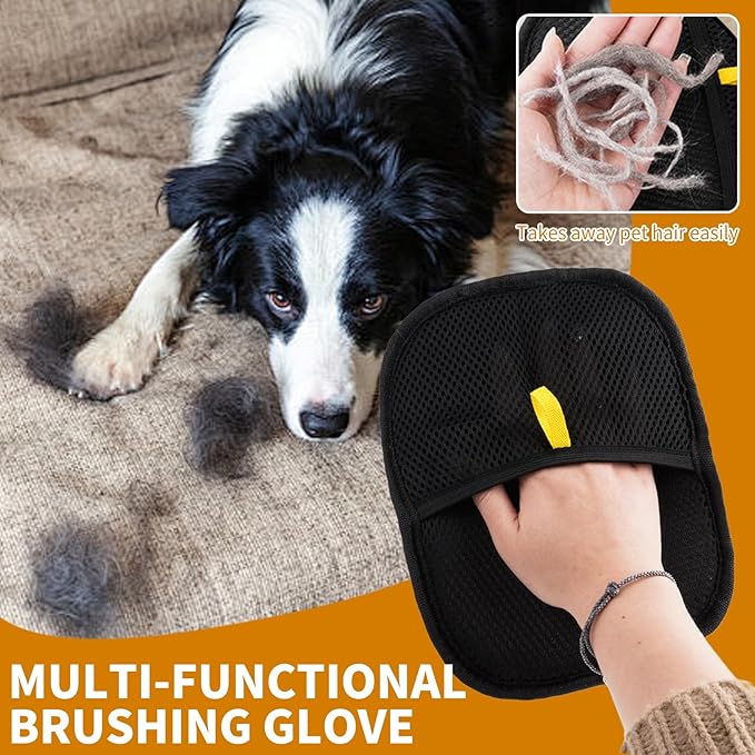 2PCS Electrostatic Pet Grooming Gloves, Reusable Hair Remover for Dog Cat Fur on Clothes Furniture Car Seat/Blue