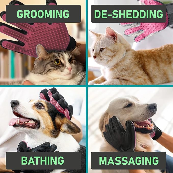 Maxpower Planet Pet Grooming Gloves for Dogs and Cats - Grooming Mitt for Dogs -Cat Gloves - Hair Removal Bruh - All Hair Types