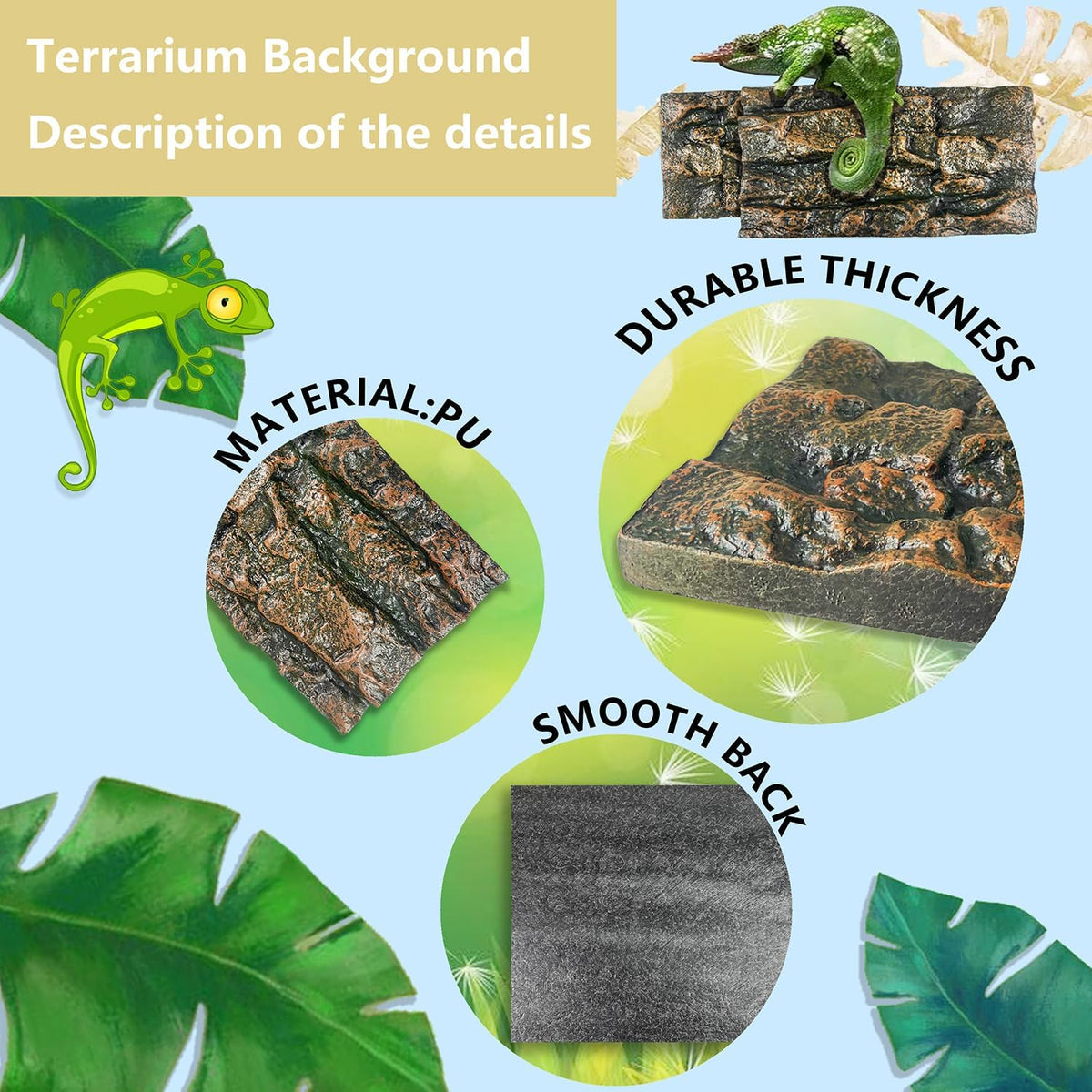 4pcs Rock Terrarium Background,3D Reptile Tank Background Board,Amphibian Stereo Backdrop Wall,Lizard Snake Gecko Spider Chameleon Turtle Fish pet silo Background Decorative Panel