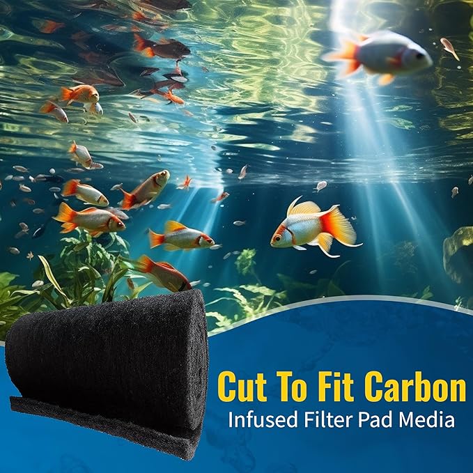 Aquarium Carbon Pad - Cut to Fit Carbon Infused Filter Pad Media for Clean & Clear Fish Tank and Ponds (Carbon filter, 10.5" x 36")