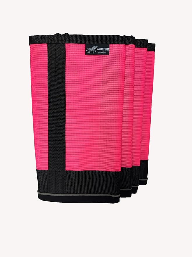 Warrior Fly Boots for Horses - Breathable Mesh Horse Boots for Fly Protection & Leg Comfort - Set of 4 (Goliath Warrior, Neon Pink)