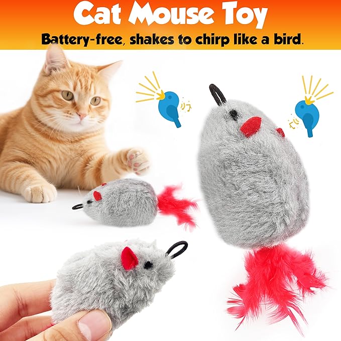 Cat Toys Set for Indoor Cats – 18PCS Cat Toys with Teaser Wand, Mouse, Ball, Spring Toys for Kittens, Interactive Cat Teaser Toys for Bored Cats Exercise and Play