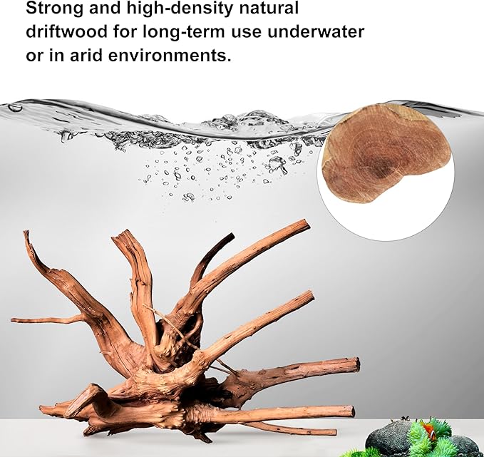 majoywoo Natural Driftwood for Aquarium Decor Fish Tank Decorations, Assorted Spider Wood Branch 7-11" 3 Pcs, Reptile Decor