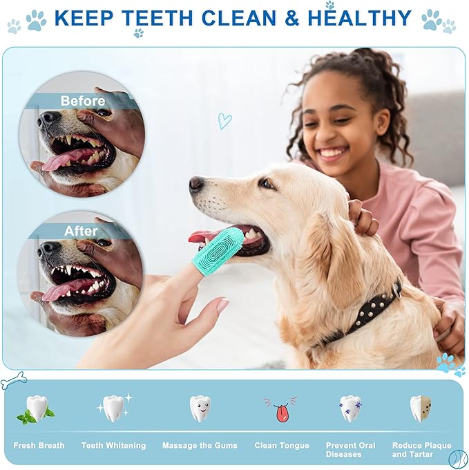 Dog Toothbrush Dogs Tooth Brushing Kit 4 Pack Dog Finger Toothbrush for Dogs Teeth Cleaning& Dental Care,Dogss Tooth Brush Pet Toothbrush