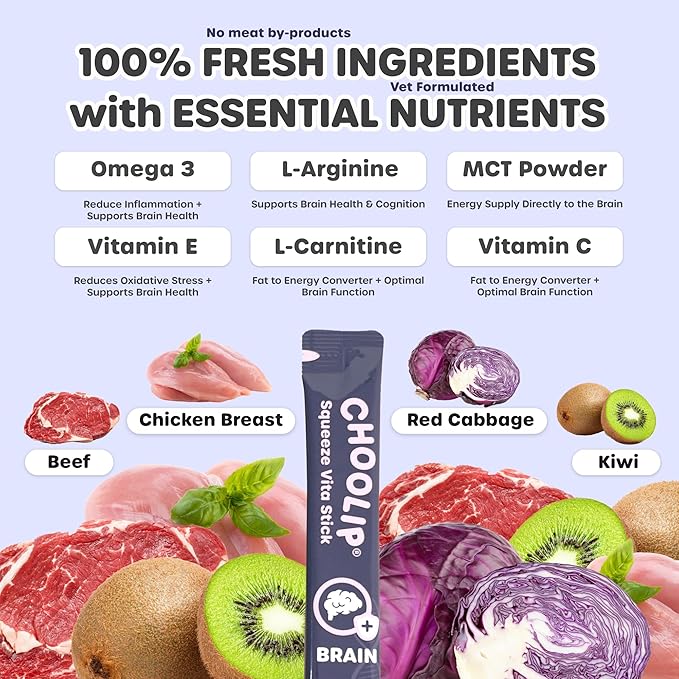 Bundle | Kidney + Brain Pouches. 14 Squeeze Vita Sticks (7 Kidney + 7 Brain) with Essential multivitamins. [Both Products are for Cats & Dogs of All Life Stages]