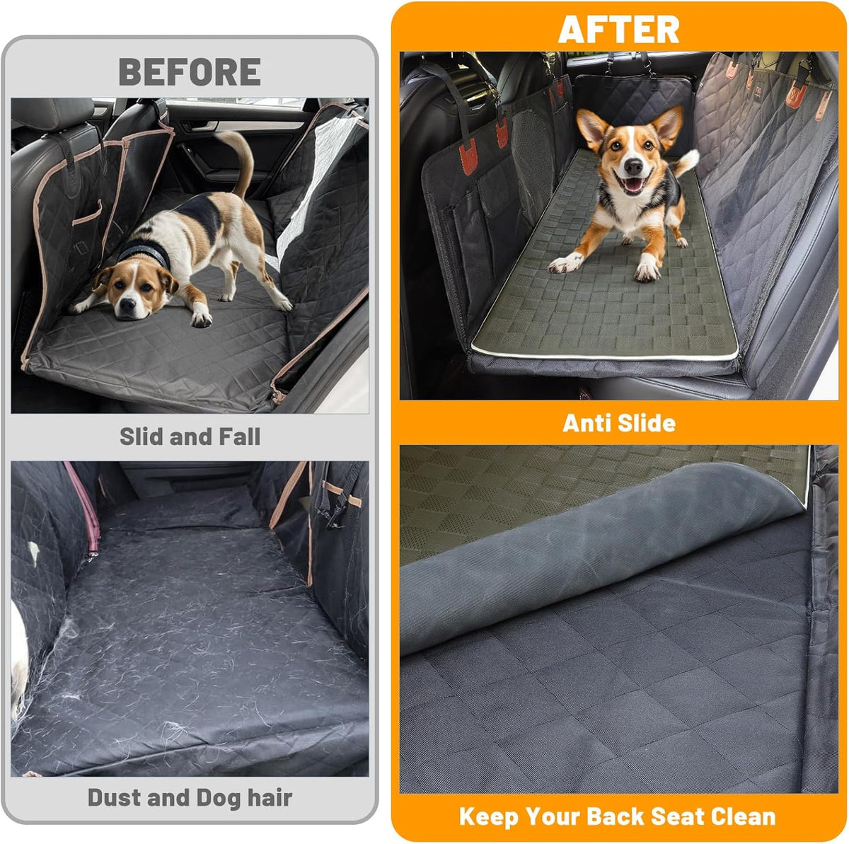 Non-Slip Pet Bed Mat for Truck Back Seat Extender, Hair Resistant Dog Blanket for Hard Bottom Dog Car Seat Cover, Anti Slip Pet Linner Backseat Cover Graphite/XL