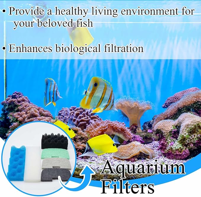 32 Pcs Aquarium Replacement Maintenance Kit Compatible with Fluval 206/207 Filter Media Including Biological Sponge, Ammonia/Phosphate/Nitrite Remover Pad, Aquarium Towel, Grease