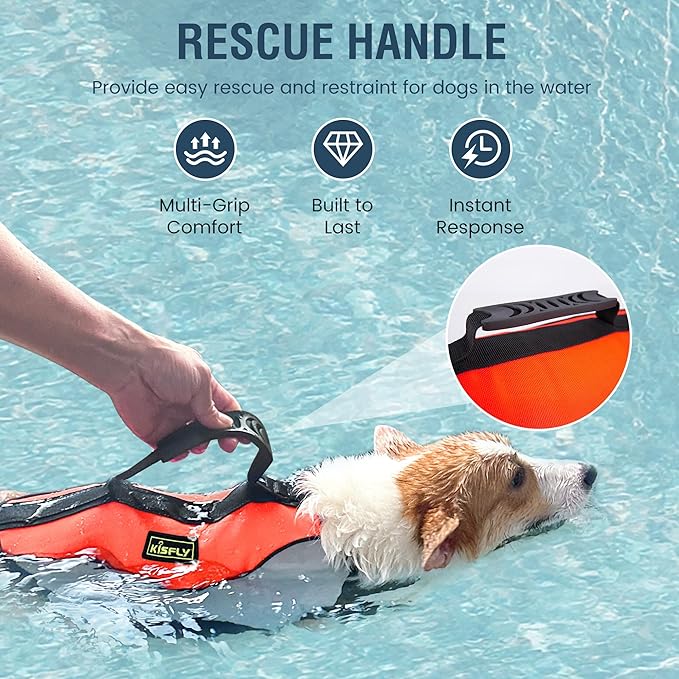 Dog Life Jackets for Large Breeds – Reflective Dog Life Vests for Swimming and Boating, Buoyancy Aid with Rescue Handle, Adjustable Swim Safety Vest (XL, Orange)