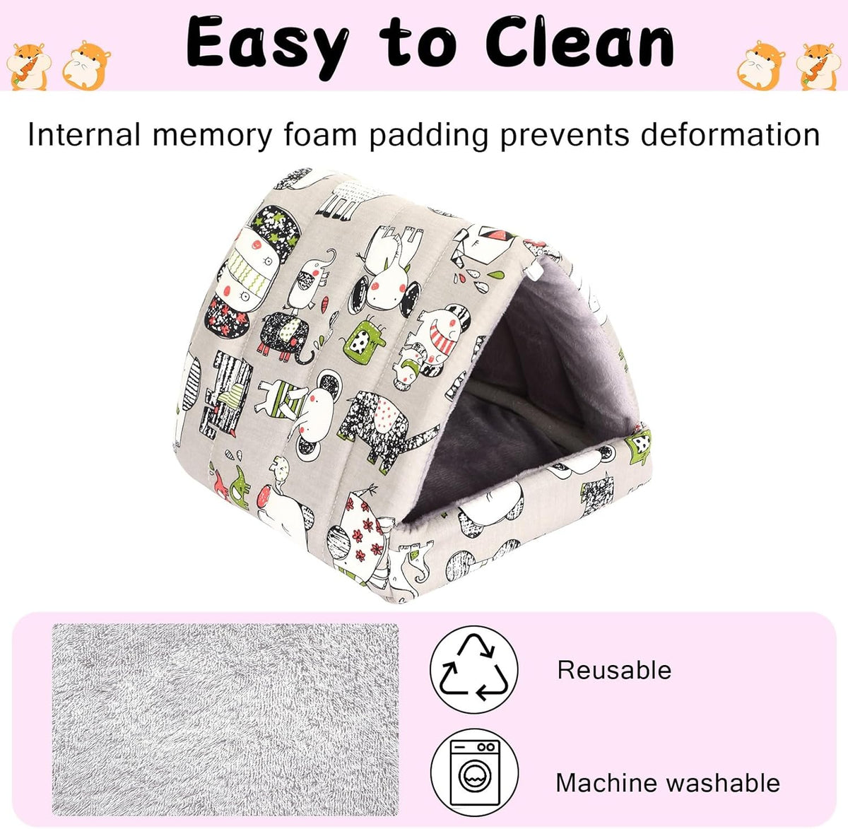 UPINS Guinea Pig Hideout,Guinea Pig Bed Washable Small Animal House Cage Accessories for Mouse Chinchillas Hamsters Hedgehogs Ferrets Bearded Dragons and Rats