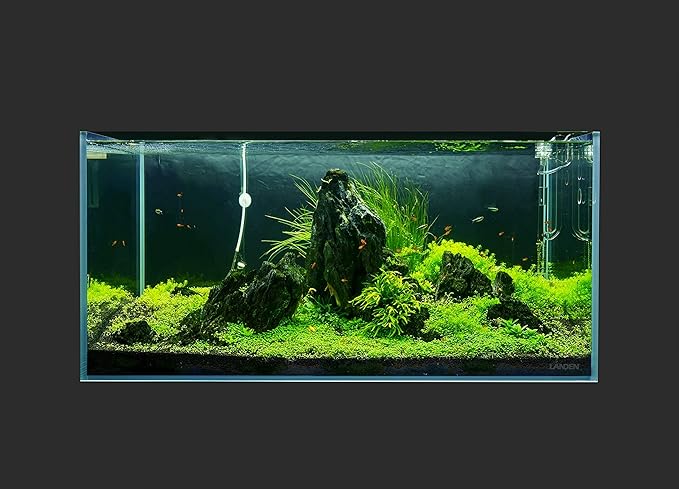 Landen 100P 50 Gallon Rimless Low Iron Aquarium Tank, W39.4×D17.7×H17.7 in(100x45x45cm) 10mm Thickness with Black Nano Foam Leveling mat Included