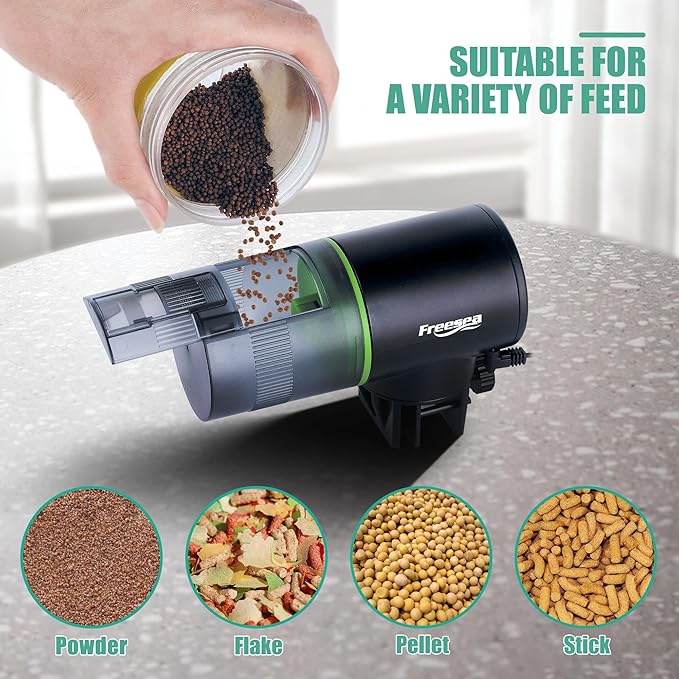 FREESEA Aquarium Automatic Fish Feeder: Programmable Auto Food Dispenser - Smart Fish Tank Vacation Timer Feeder (Battery Operated)