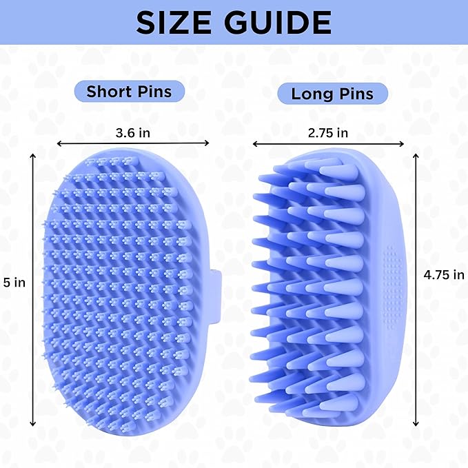 Dog Grooming Bath Brush, Pet Rubber Brush For Shower Scrubbing & Soothing Massage, Ideal for Long & Short Haired Dogs and Cats, Essential Puppy Grooming Accessories, 2 PACK [We Love Doodles]