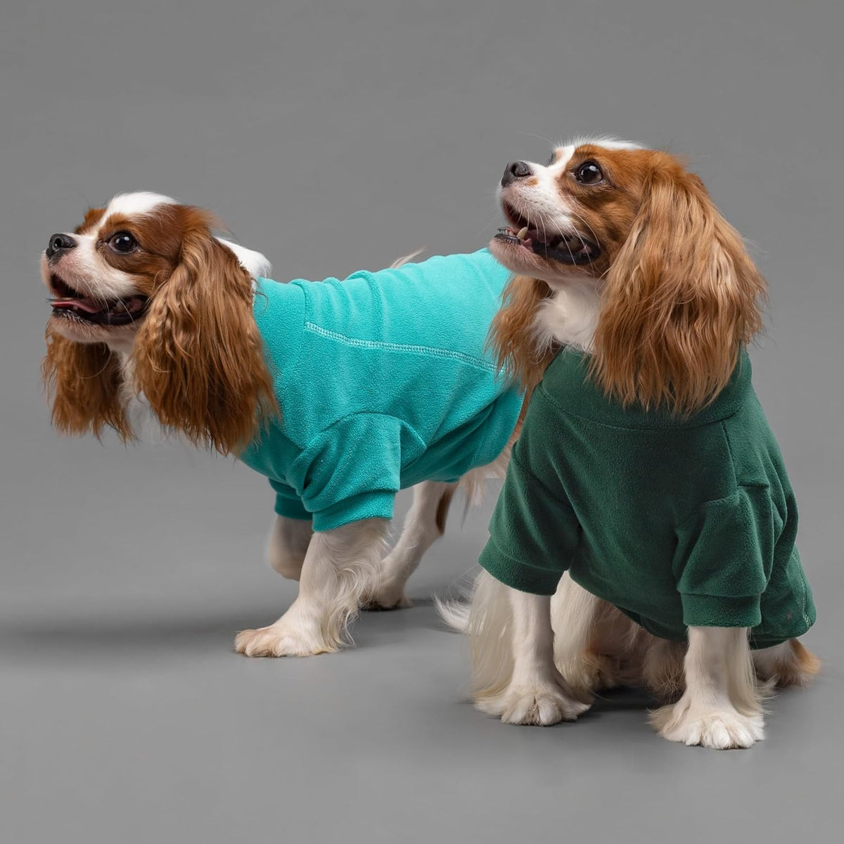Fitwarm 3 Pack Fleece Sweater, Turtleneck Sweatshirt, Winter Clothes for Small Dogs & Cats, Pet Pullover Jumper, Cat Apparel, Dark Green, Teal Green, Olive Green, Medium