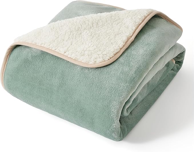 Bedsure Waterproof Dog Blankets for Small Dogs - Small Cat Blanket Washable for Couch Protection, Sherpa Fleece Puppy Blanket, Soft Plush Reversible Throw Furniture Protector, 25"X35", Light Green